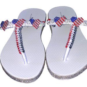 Flip Flops, T-Strap Flip Flops, Women Sandals, Ladies Shoes, Independence Day